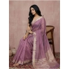 Women's Cotton Printed Saree With Unstitched Blouse 5.5Mtr (Purple)