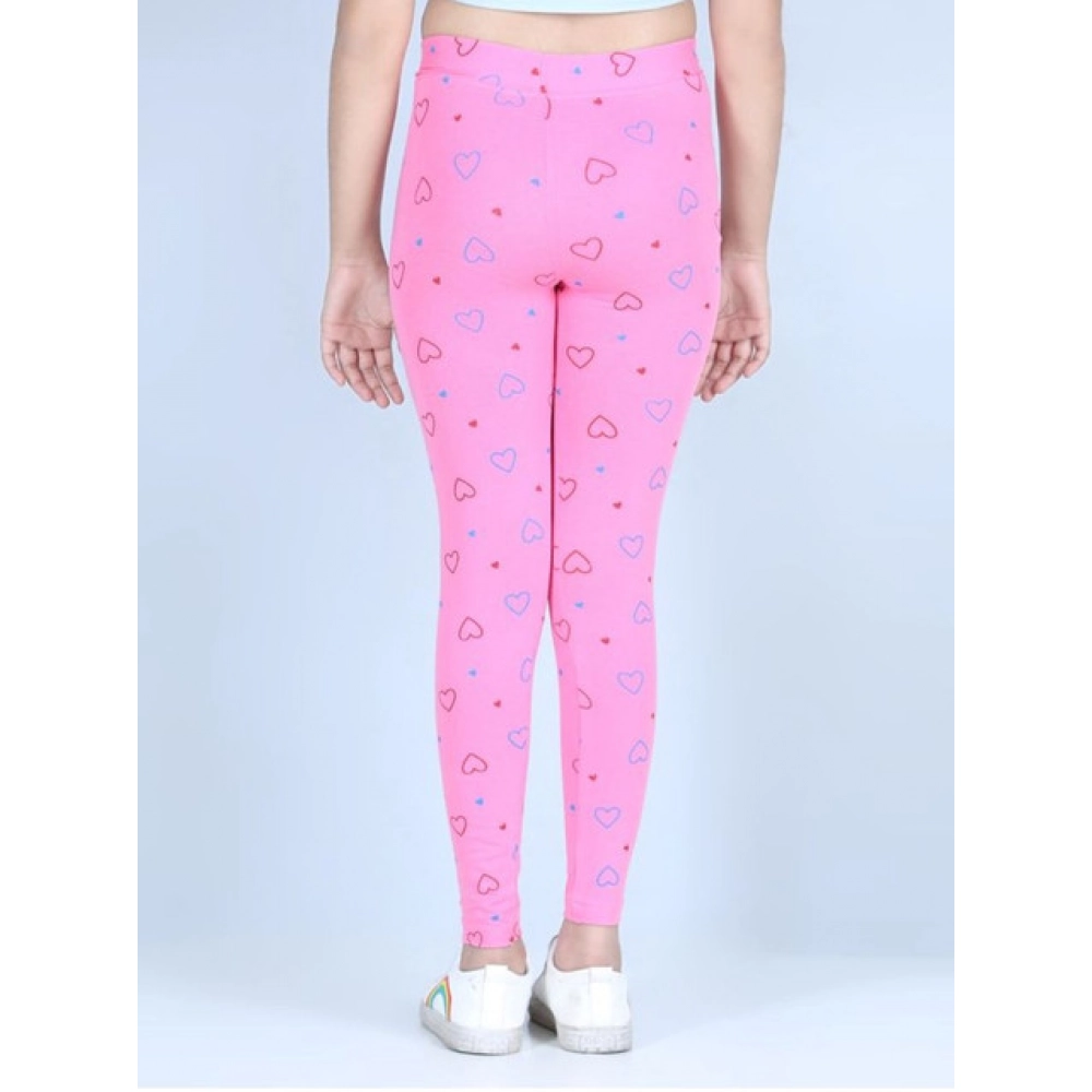 Girl's Cotton Lycra Printed Elasticated Leggings (Light Pink) Girl's Cotton Lycra Printed Elasticated Leggings (Light Pink)