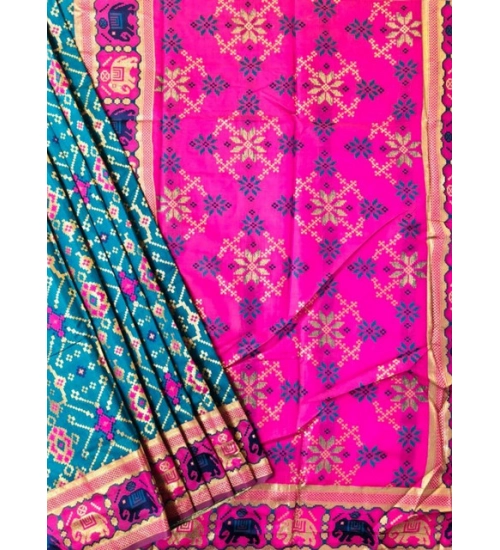 Women's Patola Silk Meena And Zari Woven Saree With Unstitched Blouse 5.5Mtr (Blue) Women's Patola Silk Meena And Zari Woven Saree With Unstitched Blouse 5.5Mtr (Blue)