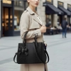 Women's PU Leather Solid Shoulder Zipper Handbag (Black)
