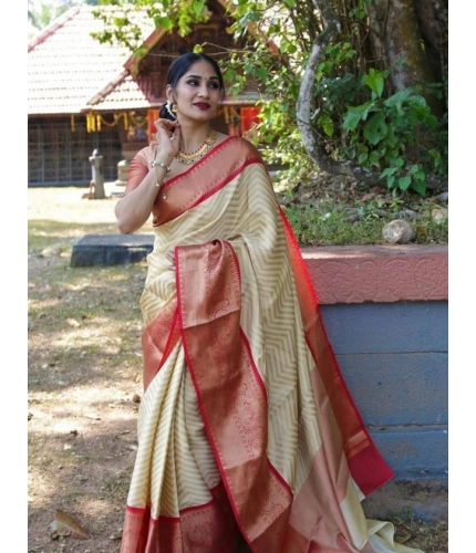 Women's Litchi silk Printed Saree With Unstitched Blouse (Beige) Women's Litchi silk Printed Saree With Unstitched Blouse (Beige)