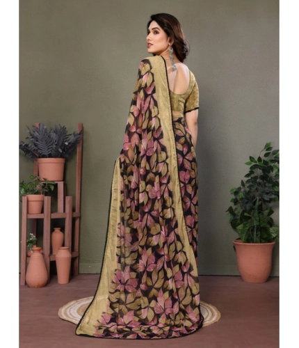 Women's Chiffon Printed Saree With Unstitched Blouse 5.5Mtr (Beige) Women's Chiffon Printed Saree With Unstitched Blouse 5.5Mtr (Beige)