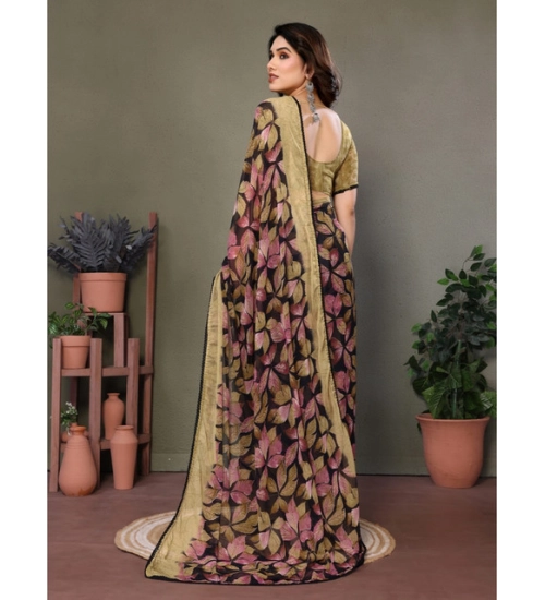 Women's Chiffon Printed Saree With Unstitched Blouse 5.5Mtr (Beige) Women's Chiffon Printed Saree With Unstitched Blouse 5.5Mtr (Beige)