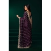 Women's Net Sequence Saree With Unstitched Blouse 5.5Mtr (Wine)