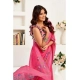Women's Linen Cotton Printed Ready To Wear Saree With Unstitched Blouse 5.5 Mtr (Pink)