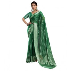 Women's Georgette Weaving Saree With Unstitched Blouse 5.5Mtr (Green)