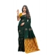 Women's Soft Lichi Silk Printed Saree With Unstitched Blouse 5.5Mtr (Green)