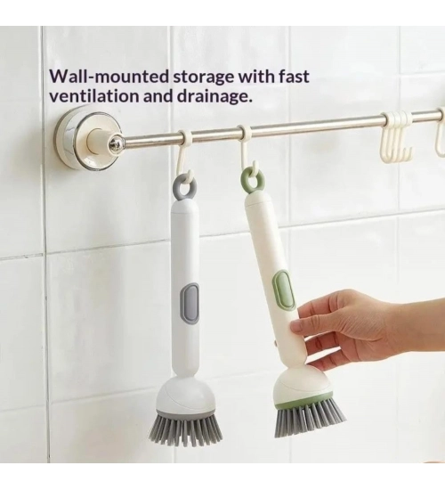 TPR-Plastic Solid Electric Liquid Soap Dispensing Cleaning Brush with Handle (Grey-White) TPR-Plastic Solid Electric Liquid Soap Dispensing Cleaning Brush with Handle (Grey-White)