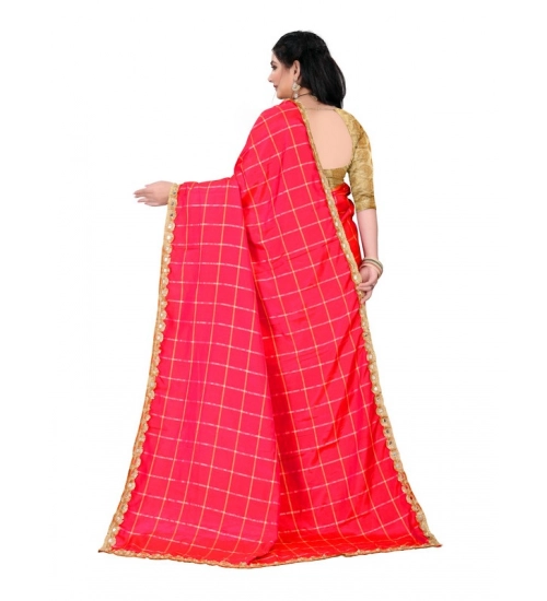 Women's Sana Silk Bandhni Saree With Unstitched Blouse 5.5Mtr (Red)