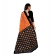 Women's Soft Pure Cotton Printed Saree With Unstitched Blouse 5.5Mtr (Orange)