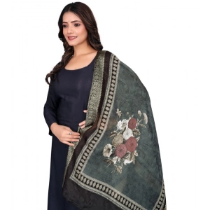 Generic Women's chanderi silk  Printed Dupatta (Black, Length: 2 Mtr)