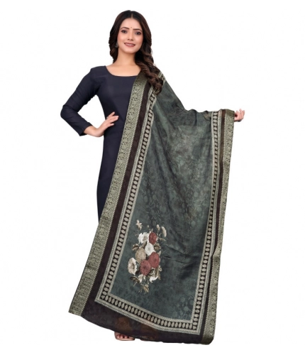 Women's chanderi silk  Printed Dupatta (Black, Length: 2 Mtr)
