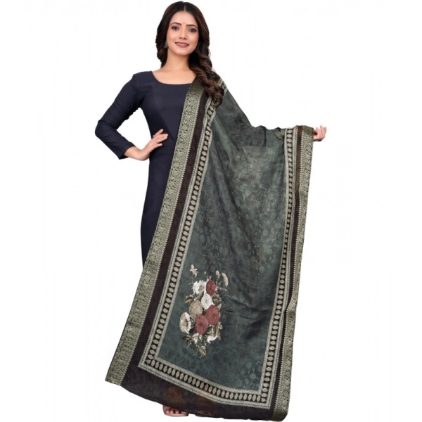 Dropship Women's chanderi silk  Printed Dupatta (Black, Length: 2 Mtr)
