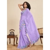 Women's Georgette Printed Saree With Unstitched Blouse 5.5Mtr (Lavender)