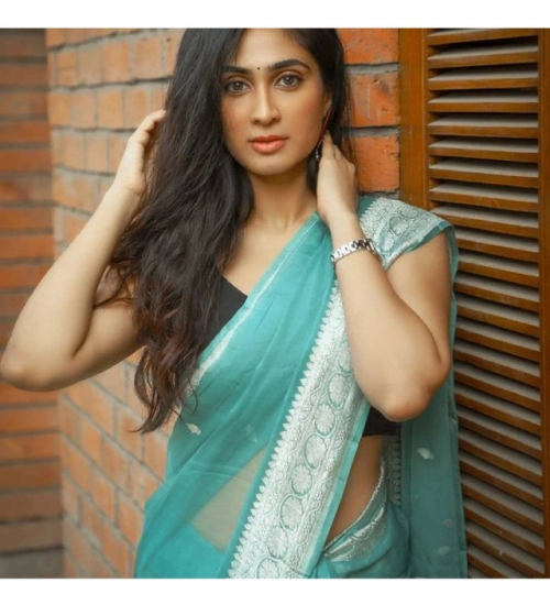 Women's Soft Lichi Silk Printed Saree With Unstitched Blouse 5.5Mtr (Sky-Blue)