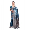 Women's Banarasi Silk Printed Saree With Unstitched Blouse 5.5Mtr (Teal Blue) Women's Banarasi Silk Printed Saree With Unstitched Blouse 5.5Mtr (Teal Blue)