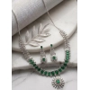 Women's Brass Silver Plated Necklace set (Green)