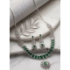 Women's Brass Silver Plated Necklace set (Green)