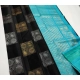 Women's Litchi silk Printed Saree With Unstitched Blouse (Black With Blue) Women's Litchi silk Printed Saree With Unstitched Blouse (Black With Blue)