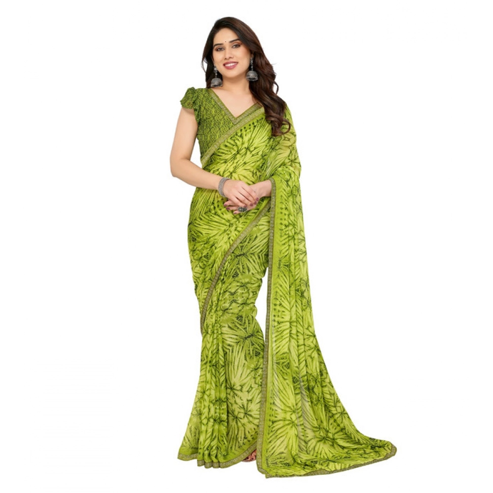 Women's Georgette Printed Saree With Unstitched Blouse 5.5Mtr (Mehendi Green) Women's Georgette Printed Saree With Unstitched Blouse 5.5Mtr (Mehendi Green)
