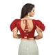 Women's Jimmy Solid V Neck Puff Sleeve Readymade Blouse (Red 38 , Alterable up to 42)-PID65844 Women's Jimmy Solid V Neck Puff Sleeve Readymade Blouse (Red 38 , Alterable up to 42)-PID65844