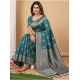 Women's Silk Blend Printed Saree With Unstitched Blouse 5.5Mtr (Sea Green)