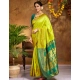 Women's Silk Blend Zari Weaving Saree With Unstitched Blouse 5.5Mtr (Lime-Green)