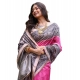 Women's Faux_Tussar Ethnic_Print Saree With Unstitched Blouse 5.5Mtr (Pink)