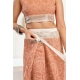 Women's Faux Linen Floral Print Ready to wear Saree With Unstitched Blouse 5.5Mtr (Peach)