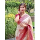 Women's Litchi silk Printed Saree With Unstitched Blouse (Half White) Women's Litchi silk Printed Saree With Unstitched Blouse (Half White)