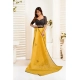 Women's Linen Cotton Printed Ready To Wear Saree With Unstitched Blouse 5.5 Mtr (Yellow)