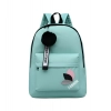 Unisex PU Leather Solid Medium Zipper Backpack (Green) Unisex PU Leather Solid Medium Zipper Backpack (Green)