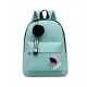 Unisex PU Leather Solid Medium Zipper Backpack (Green)