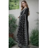Women's Chanderi Silk Ethnic Motif Round 3/4th Sleeve Kurti With Pant Dupatta Set (Black)
