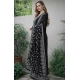 Women's Chanderi Silk Ethnic Motif Round 3/4th Sleeve Kurti With Pant Dupatta Set (Black)