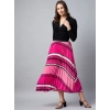 Women's Satin Pleated Elasticated Skirt (Pink)