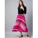 Women's Satin Pleated Elasticated Skirt (Pink)