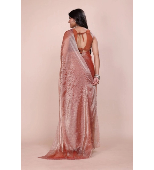 Women's Jimmy choo Embellished Bollywood Saree With Unstitched Blouse 5.5Mtr (Orange) Women's Jimmy choo Embellished Bollywood Saree With Unstitched Blouse 5.5Mtr (Orange)