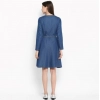 Women's Denim Washed Regular Sleeves Dress (Blue)