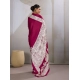Women's Satin Crepe Printed Saree With Unstitched Blouse 5.5Mtr (Maroon)