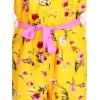 Girl's Polyester Crepe Floral Shoulder Straps Jumpsuit (Yellow-Pink)