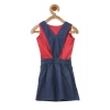 Girl's Denim &amp; Cotton Bow Sleeveless Dungaree (Red)