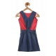 Girl's Denim &amp; Cotton Bow Sleeveless Dungaree (Red)