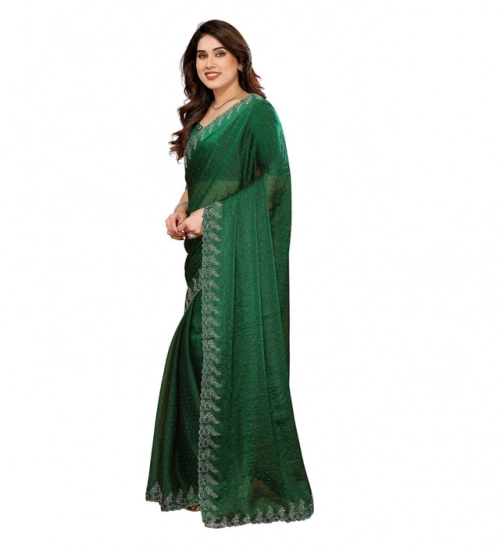 Women's Georgette Printed Saree With Unstitched Blouse 5.5Mtr (Green)