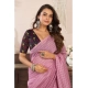 Women's Linen Cotton Printed Ready To Wear Saree With Unstitched Blouse 5.5 Mtr (Light_Pink)