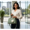 Women's PU Leather Solid Shoulder Zipper Handbag (Green)