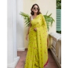 Women's Linen Printed Saree With Unstitched Blouse 5.5Mtr (Light Green) Women's Linen Printed Saree With Unstitched Blouse 5.5Mtr (Light Green)