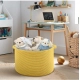 Cotton 14x12 Inch Pack of 1 Storage Basket For Clothes (Yellow)