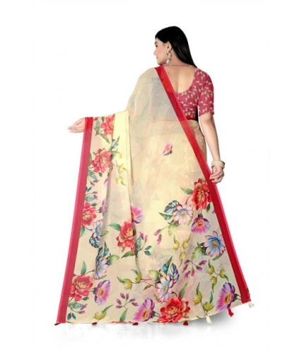 Women's Georgette Floral Printed Saree With Unstitched Blouse 5.5Mtr (Yellow) Women's Georgette Floral Printed Saree With Unstitched Blouse 5.5Mtr (Yellow)