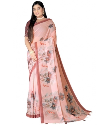 Women's Georgette Floral Printed Saree With Unstitched Blouse 5.5Mtr (Peach) Women's Georgette Floral Printed Saree With Unstitched Blouse 5.5Mtr (Peach)